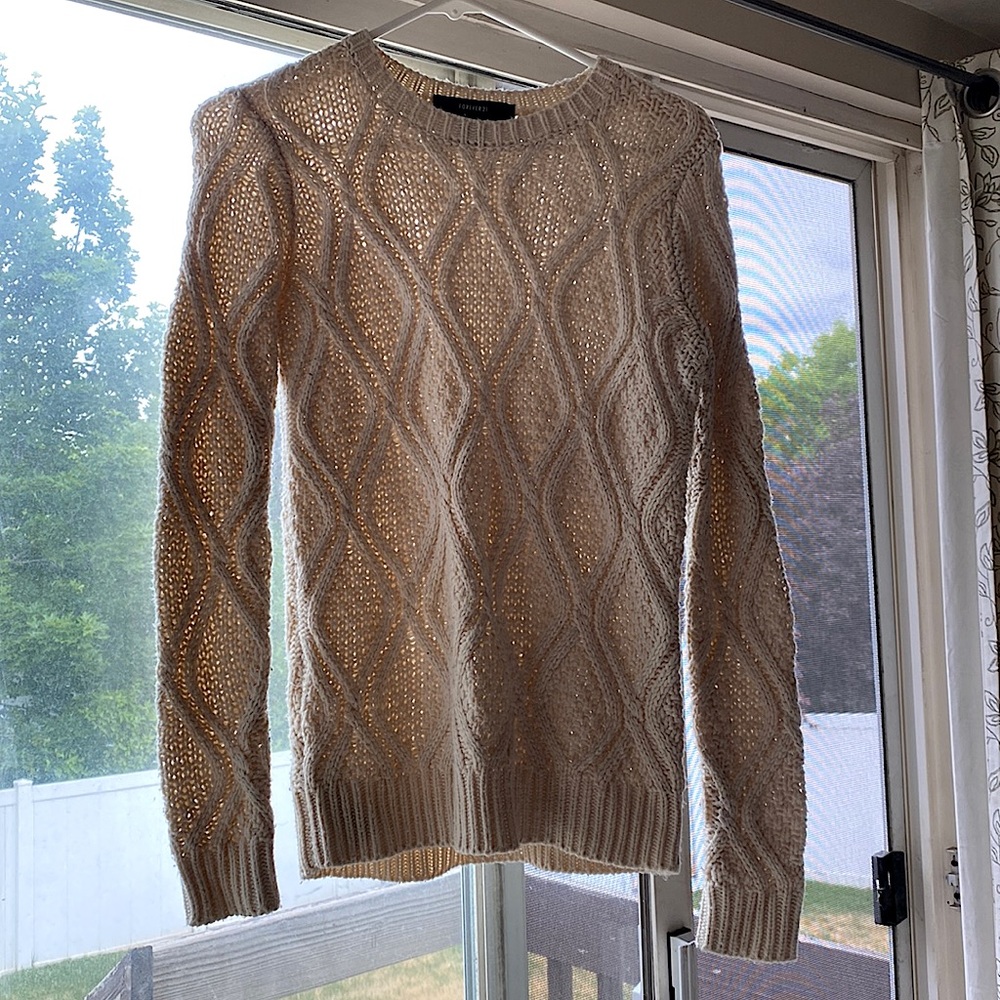Forever 21 small cream cable knit sweater